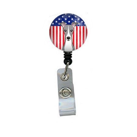 CAROLINES TREASURES American Flag and Italian Greyhound Retractable Badge Reel BB2166BR